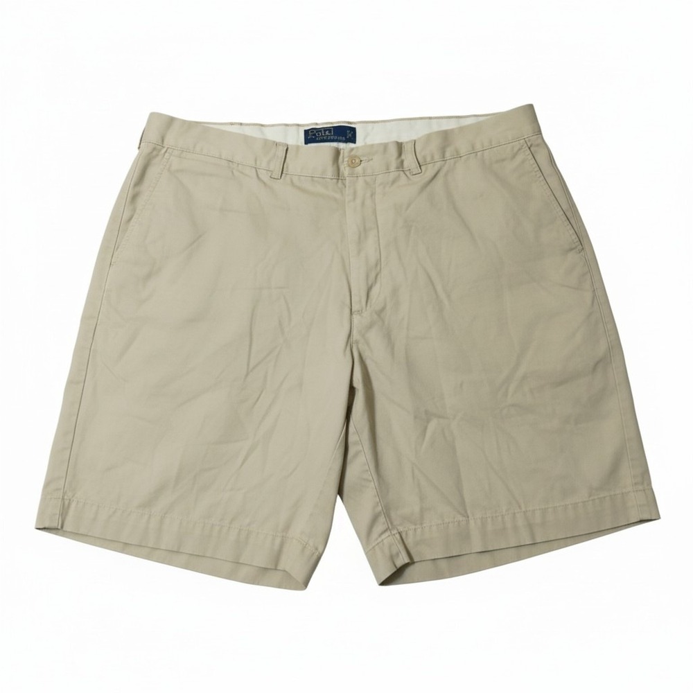 Polo Ralph Lauren Chino Shorts Mens 38 Tan KhakiCotton Flat Front Pony Logo